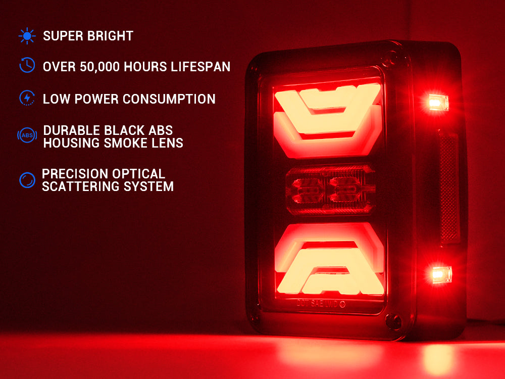 Smoked LED Tail Lights for Jeep Wrangler JK with High Visibility and Waterproof Design