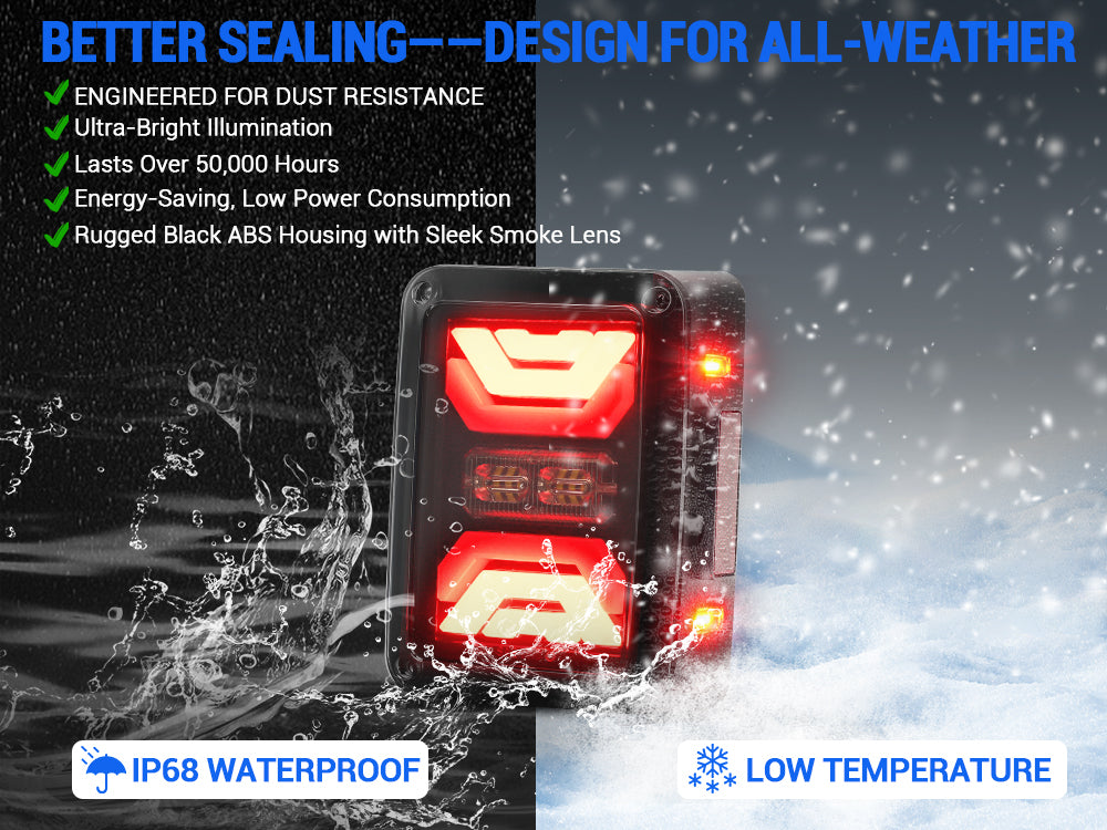 Smoked LED Tail Lights for Jeep Wrangler JK with High Visibility and Waterproof Design