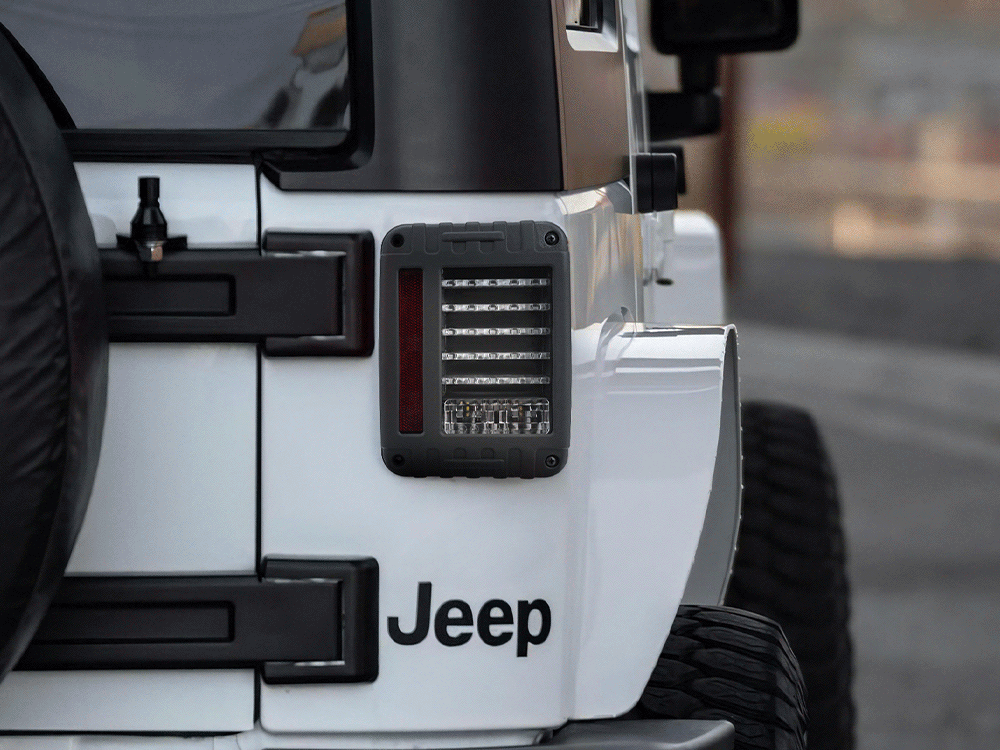 JK LED taillights with reverse light, brake light, daytime running light and turn signal function