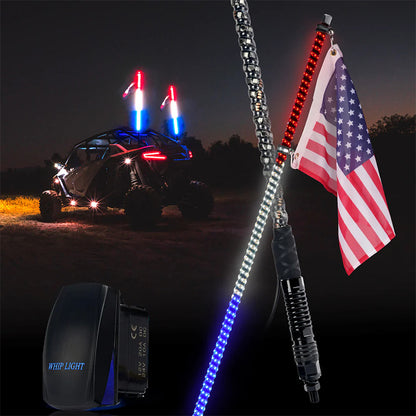 Spiral Multi-Color LED Whip Light with Spring Mount