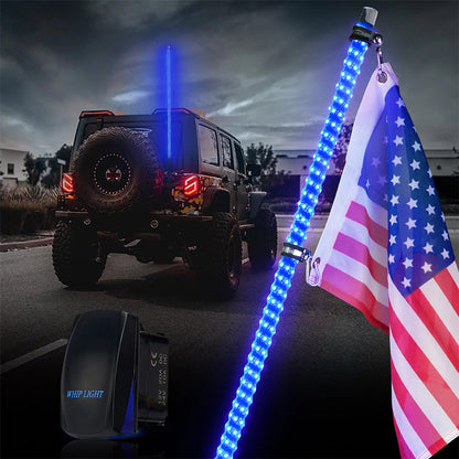 Spiral Blue LED Whip Light with Spring Mount