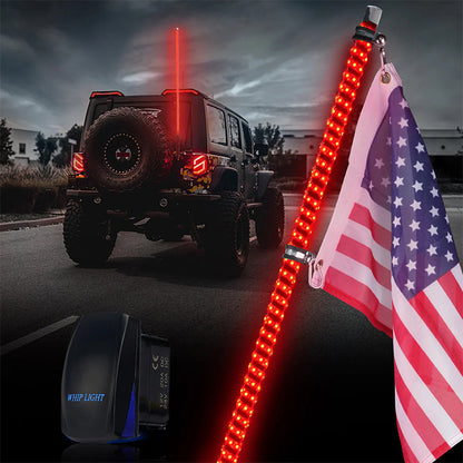 Spiral Red LED Whip Light with Spring Mount