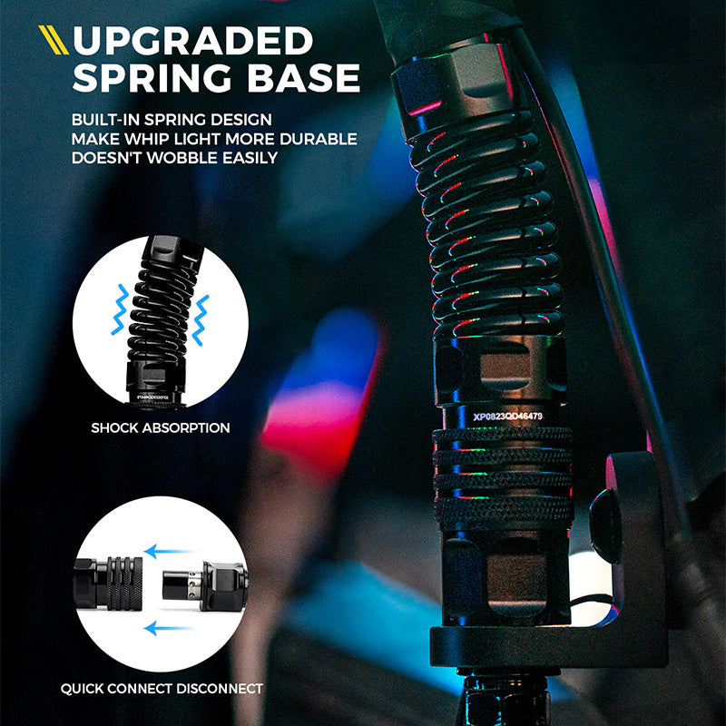 High-quality spiral LED whip light with spring base