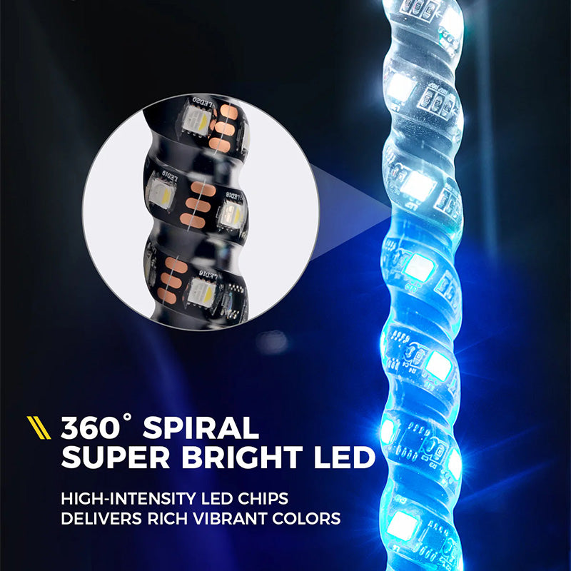 360 Degree Rotating Spiral LED Whip Light