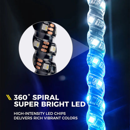 360 Degree Rotating Spiral LED Whip Light