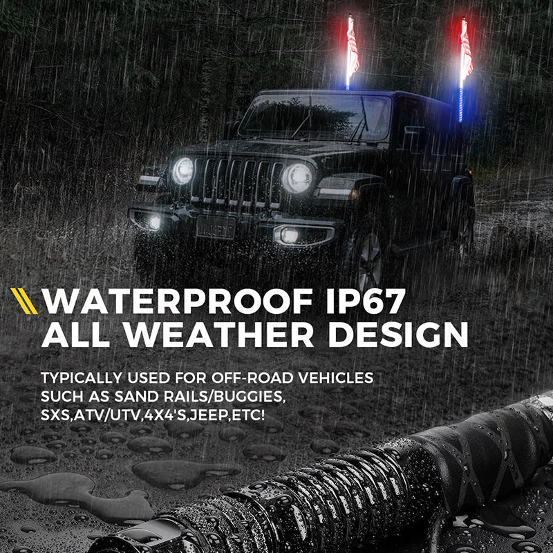  LED Whip Lights Installed on Jeep