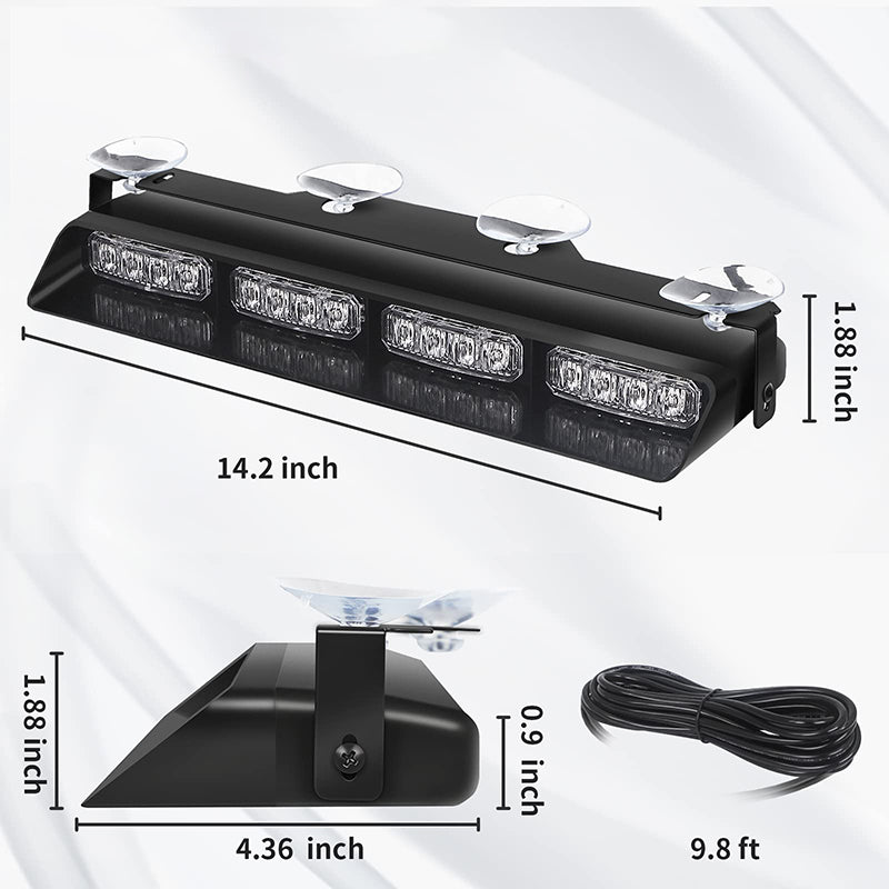 Xprite 31" LED Emergency Strobe Light Bar - 7 Modules, 13 Patterns, Amber/White, 12V, 1-Year Warranty