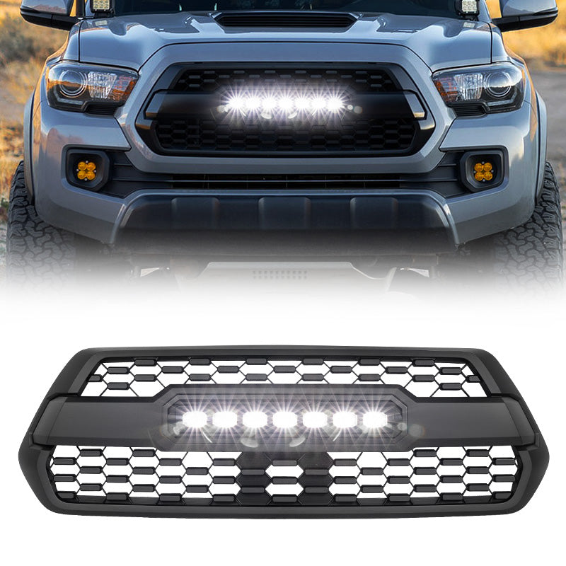 TRD Pro Style Front Grill Replacement with LED Off-Road Lights for 2016-2023 Toyota Tacoma