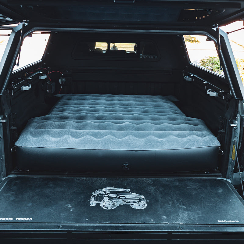 Truck Bed Air Mattress - Tundra Fit | Inflatable, Durable. Custom-fit inflatable air mattress for 5.5FT Toyota Tundra truck beds from 2000-2025, ideal for camping.