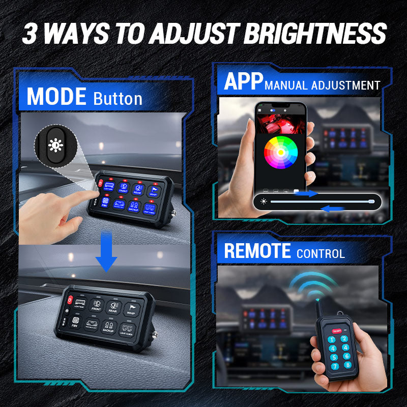 4 Control Modes Universal 8 Gang RGB Switch Panel for Off-Road & Truck