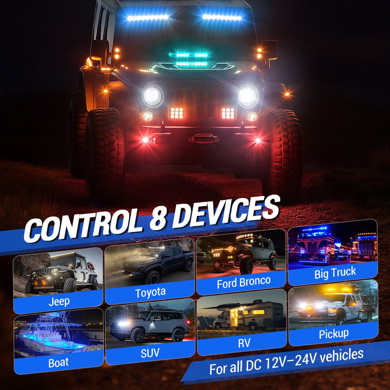 4 Control Modes Universal 8 Gang RGB Switch Panel for Off-Road & Truck