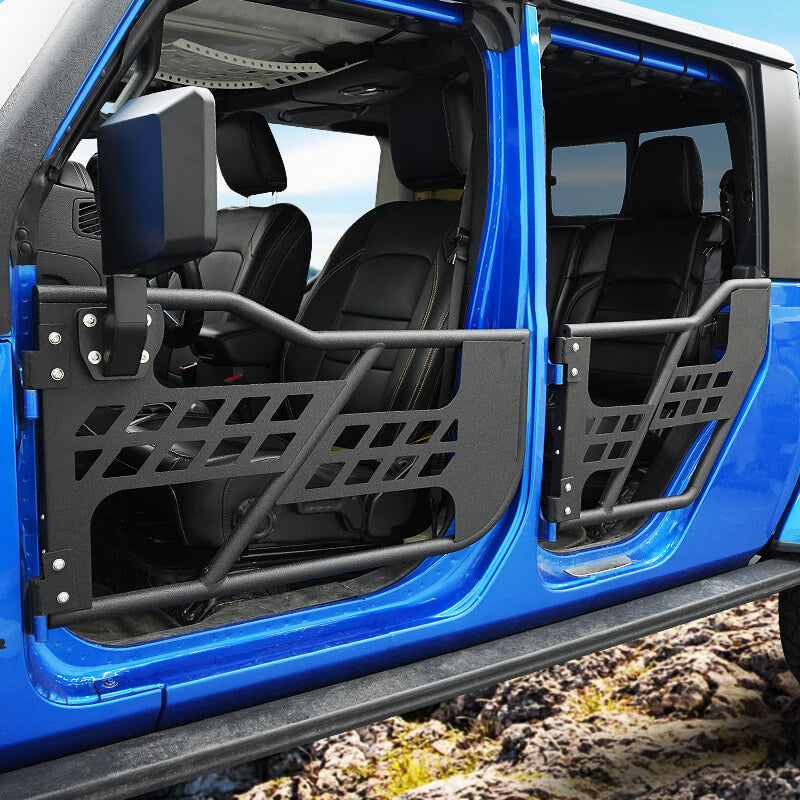 Jeep Half Tube Doors with Side View Mirror for 2018-2025 Wrangler JL Gladiator JT