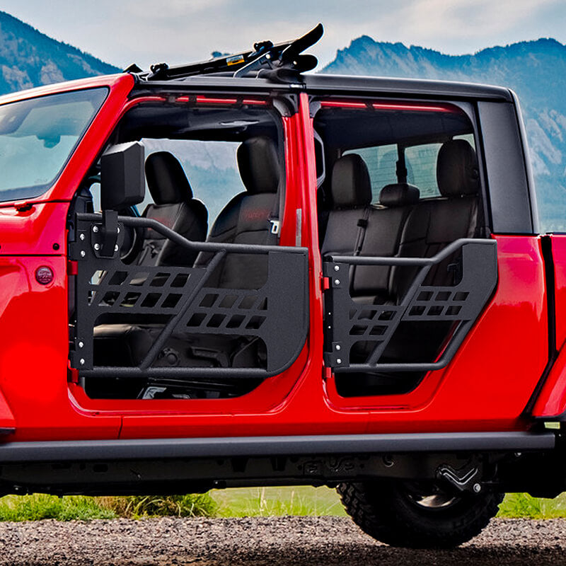 Jeep Half Tube Doors with Side View Mirror for 2018-2025 Wrangler JL Gladiator JT