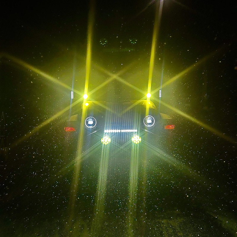 Luces LED ámbar de 7 pulgadas, 90 W, 16000 lm, con punto láser central