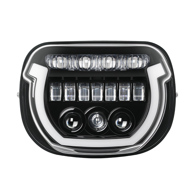 2023+ Harley Street Glide with a 7″ LED headlight featuring blue breathing light and matching visor