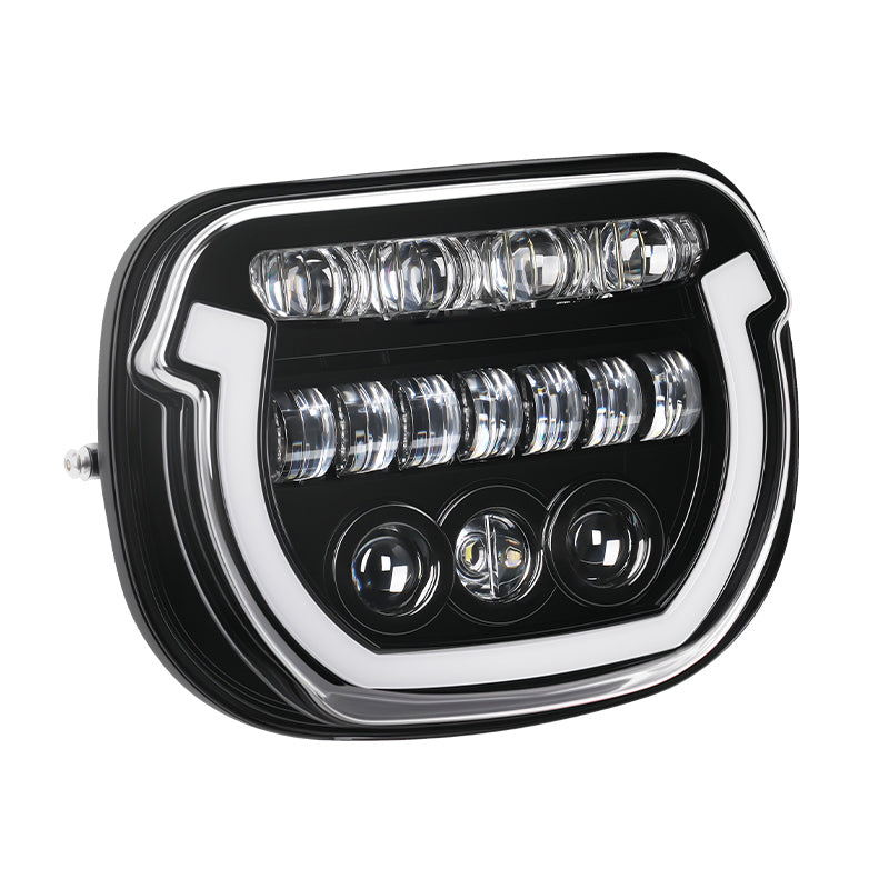 2023+ Harley Street Glide with a 7″ LED headlight featuring blue breathing light and matching visor