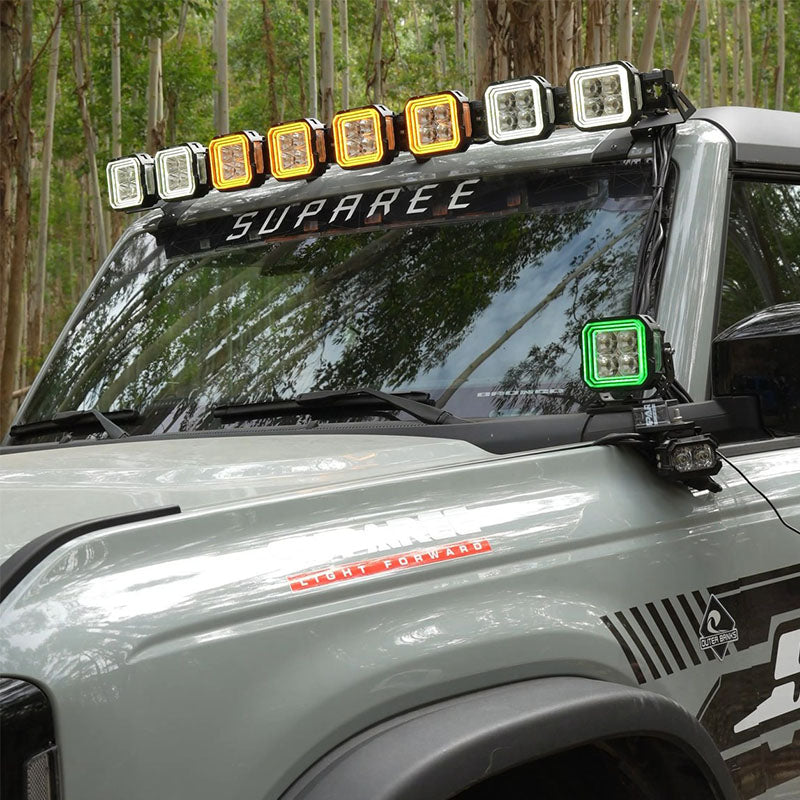 Suparee Hyper Series 52 Inch Roof Light Bar for Ford Bronco | 8 Pod Light Kits+Wring Harnes+Roof Mounts