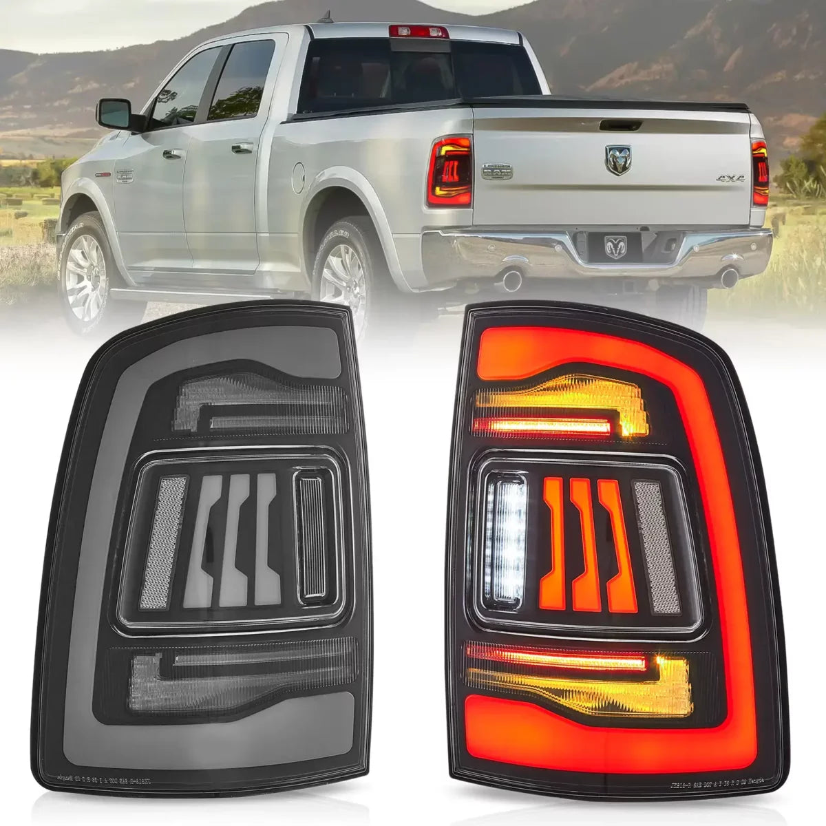Amber Sequential Turn Signal on LED Tail Lights for Dodge Ram (2009–2018)