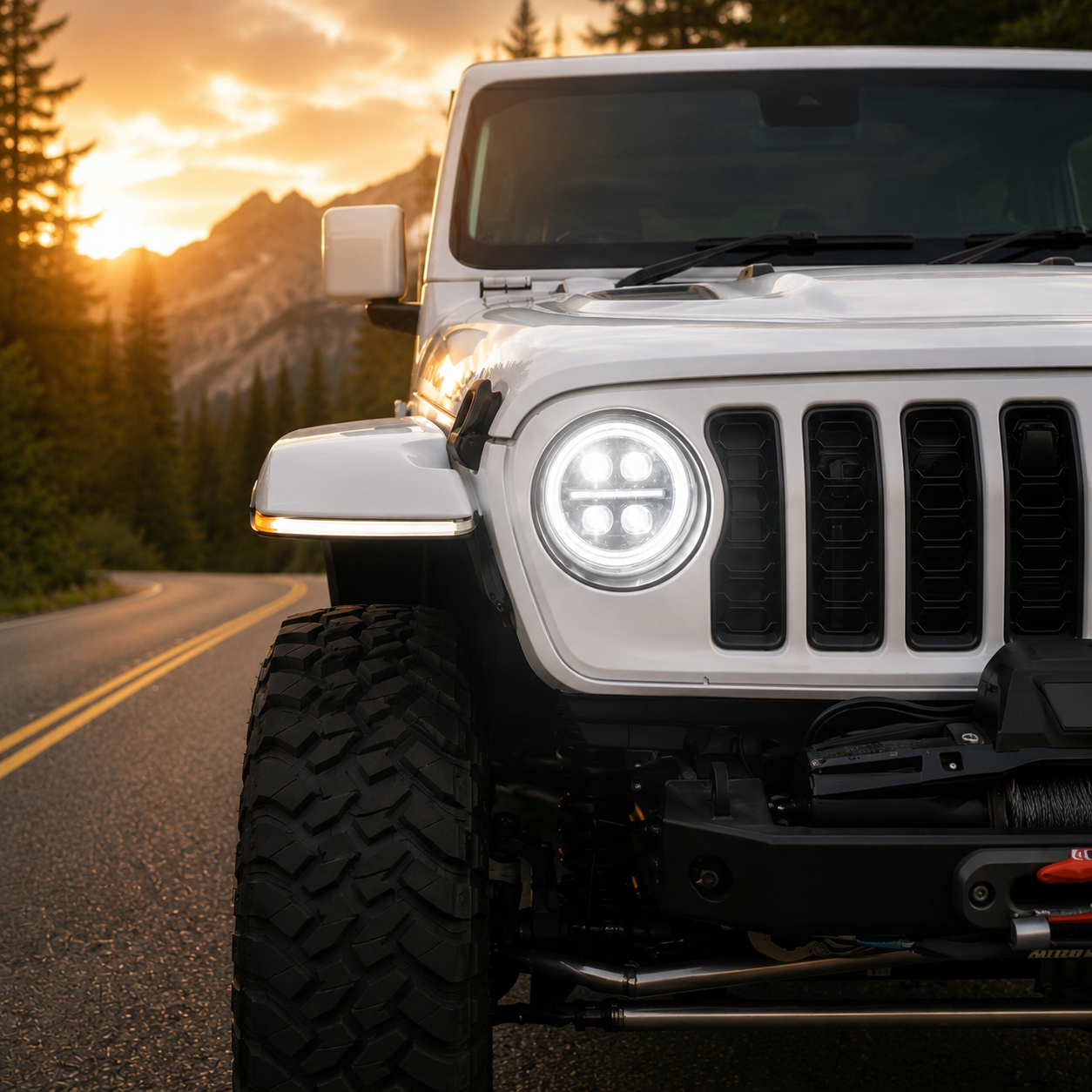 Onyx Series RGB LED Headlights for Jeep Wrangler JL & Gladiator JT – 8-Core Projector with App Control