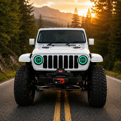 Onyx Series RGB LED Headlights for Jeep Wrangler JL & Gladiator JT – 8-Core Projector with App Control