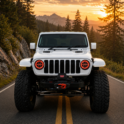 Onyx Series RGB LED Headlights for Jeep Wrangler JL & Gladiator JT – 8-Core Projector with App Control