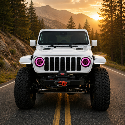 Onyx Series RGB LED Headlights for Jeep Wrangler JL & Gladiator JT – 8-Core Projector with App Control