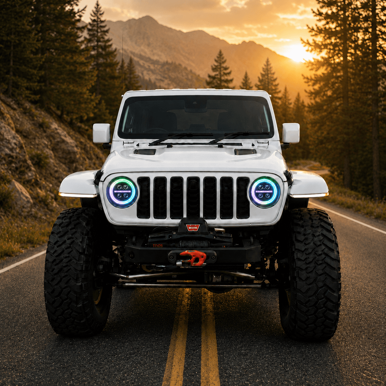 Onyx Series RGB LED Headlights for Jeep Wrangler JL & Gladiator JT – 8-Core Projector with App Control