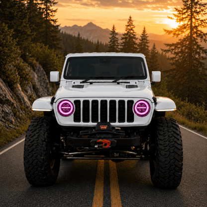 Onyx Series RGB LED Headlights for Jeep Wrangler JL & Gladiator JT – 8-Core Projector with App Control