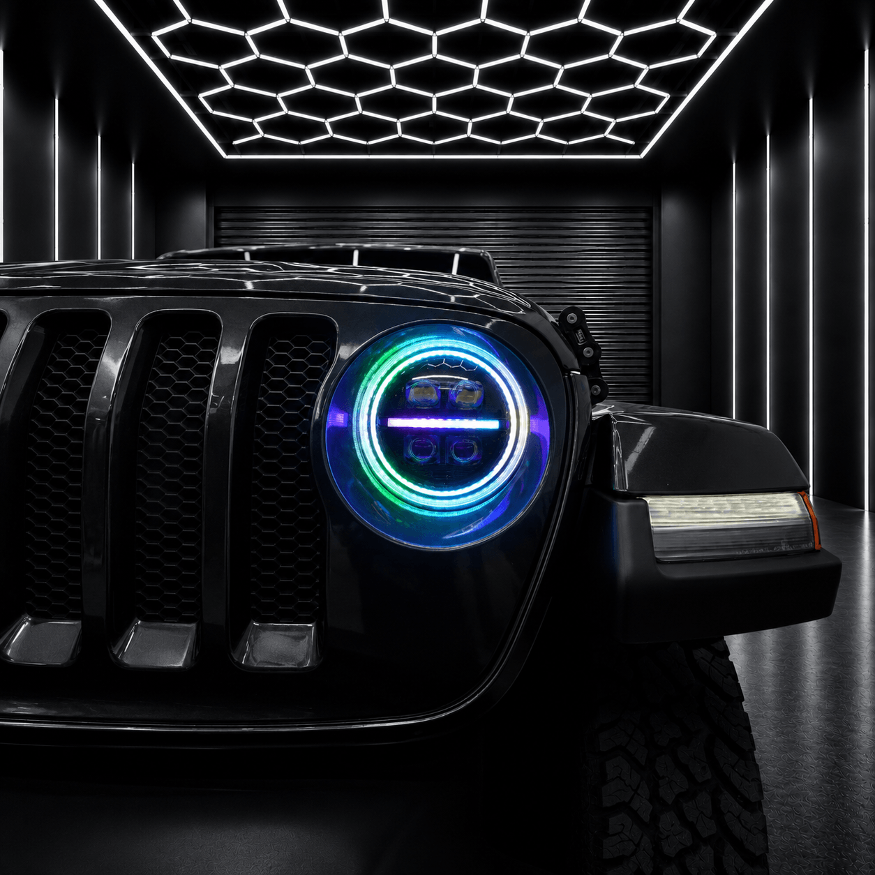 Onyx Series RGB LED Headlights for Jeep Wrangler JL & Gladiator JT – 8-Core Projector with App Control