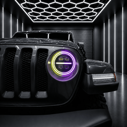 Onyx Series RGB LED Headlights for Jeep Wrangler JL & Gladiator JT – 8-Core Projector with App Control