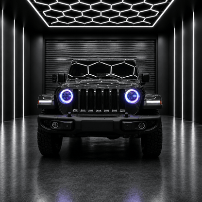 Onyx Series RGB LED Headlights for Jeep Wrangler JL & Gladiator JT – 8-Core Projector with App Control