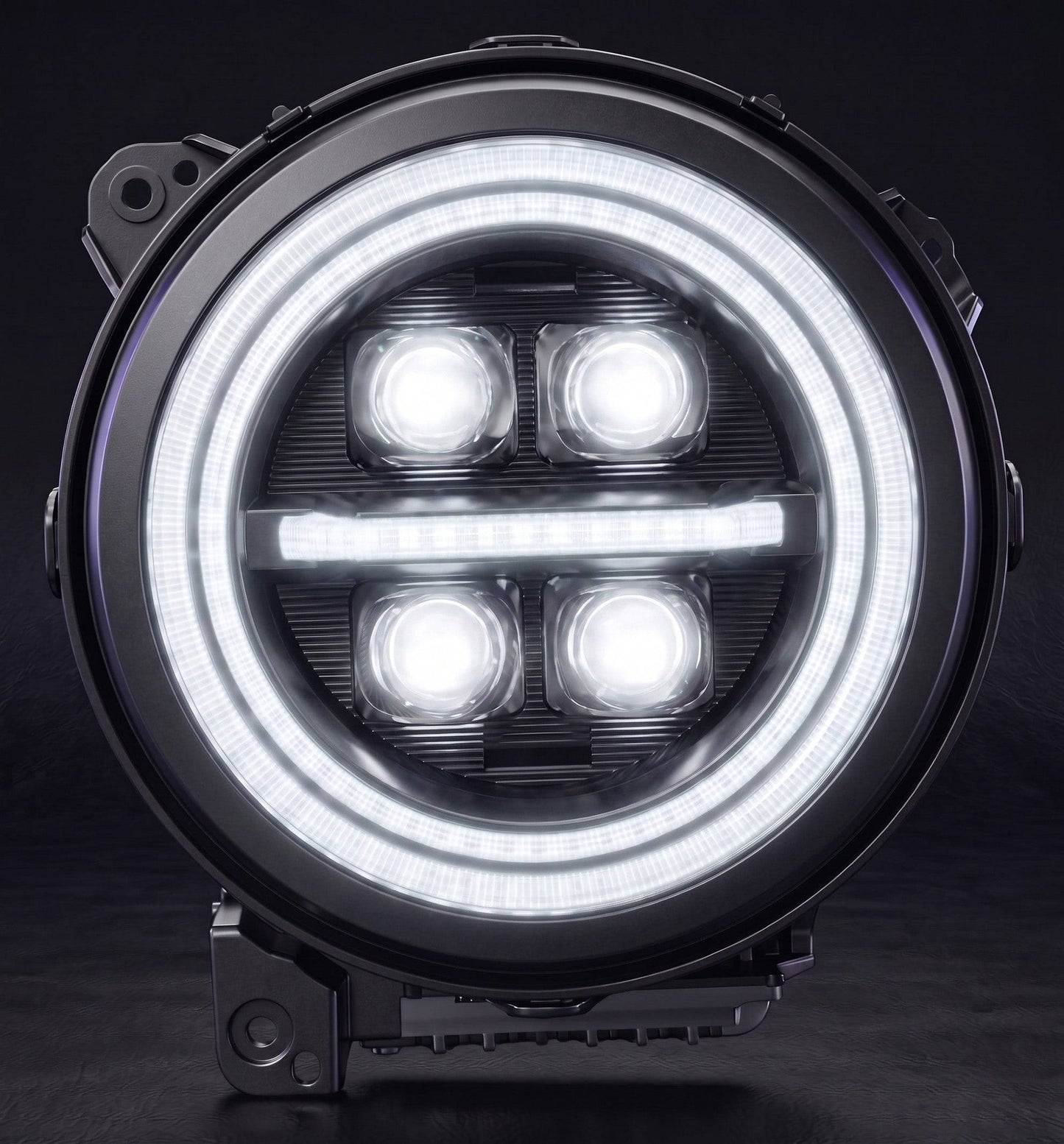jeep-wrangler-custom-led-headlights-with-glowing-rgb-halo-ring-and-four-visible-projector-lenses-in-a-dark-garage