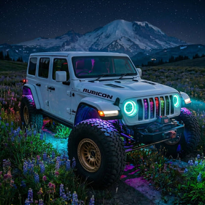 jeep-wrangler-custom-led-headlights-with-glowing-rgb-halo-ring-and-four-visible-projector-lenses-in-a-dark-garage