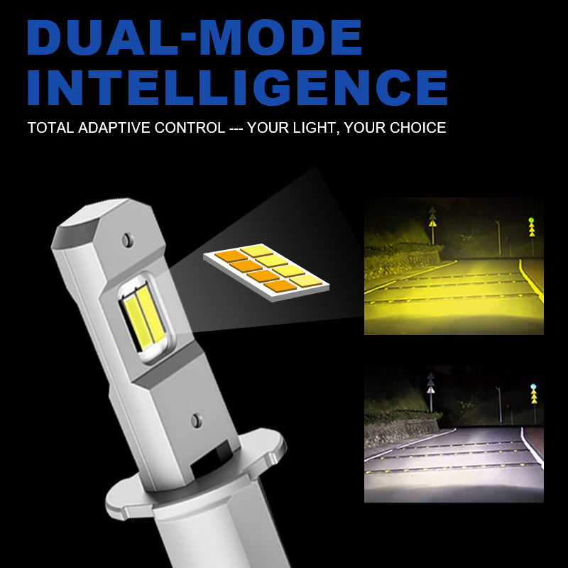 Dual-mode intelligence feature of H3 LED Fog Light Bulbs for 1999-2002 Toyota 4Runner, offering adaptive white and yellow lighting.