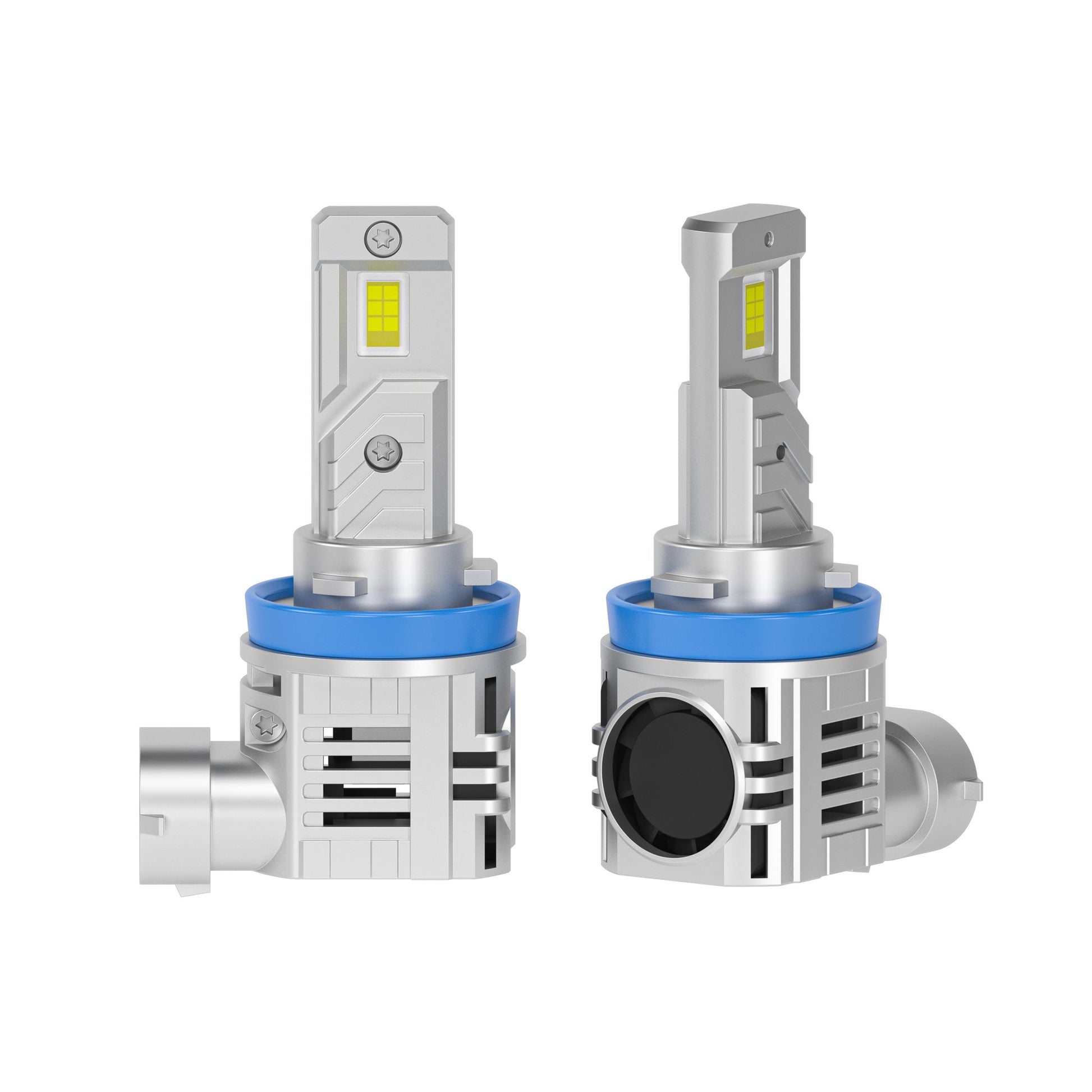 Close-up of SP Air Series 60W H8 7000LM LED Headlight Bulbs with dual LED chips and efficient heat dissipation design.