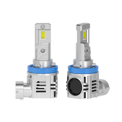 Close-up of SP Air Series 60W H8 7000LM LED Headlight Bulbs with dual LED chips and efficient heat dissipation design.