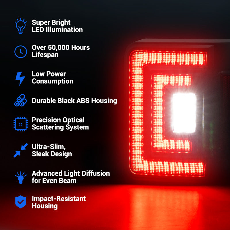 Flush Mount Jeep JL Tail Lights for 2018–2025 Wrangler