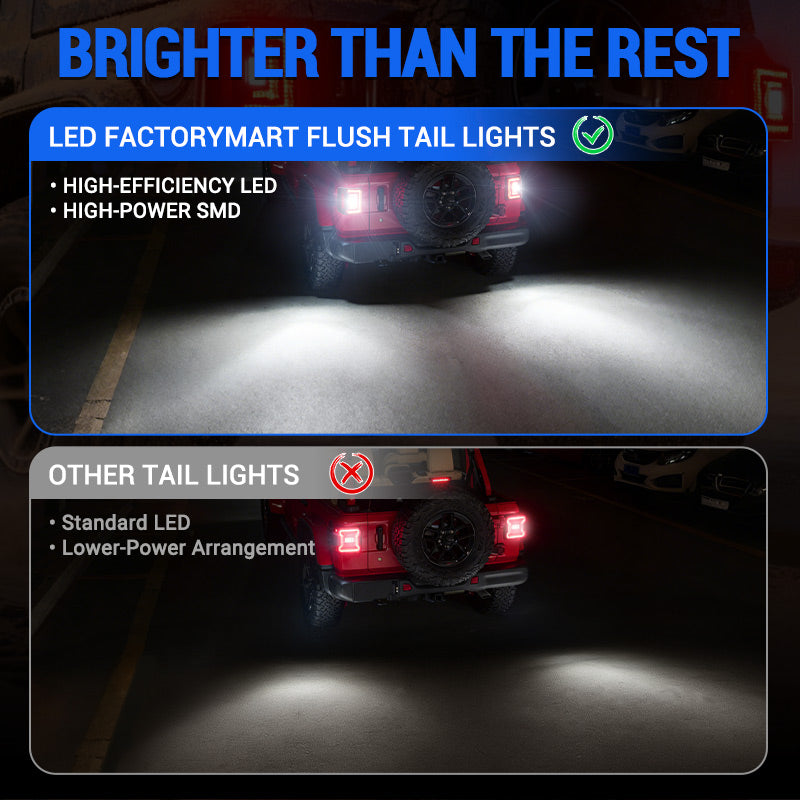 Flush Mount Jeep Tail Lights for Jeep Wrangler JL 2018–2026