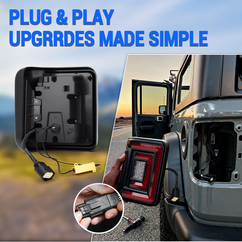 Flush Mount Jeep JL Tail Lights for 2018–2025 Wrangler