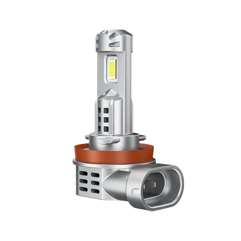 Detail view of the H11 LED bulb connector and plug for easy installation