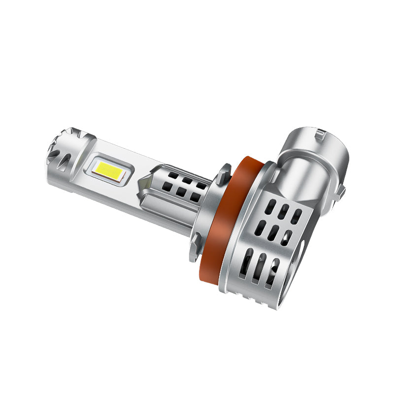 Suparee H11 LED headlight bulb viewed from side angle showing LED chips