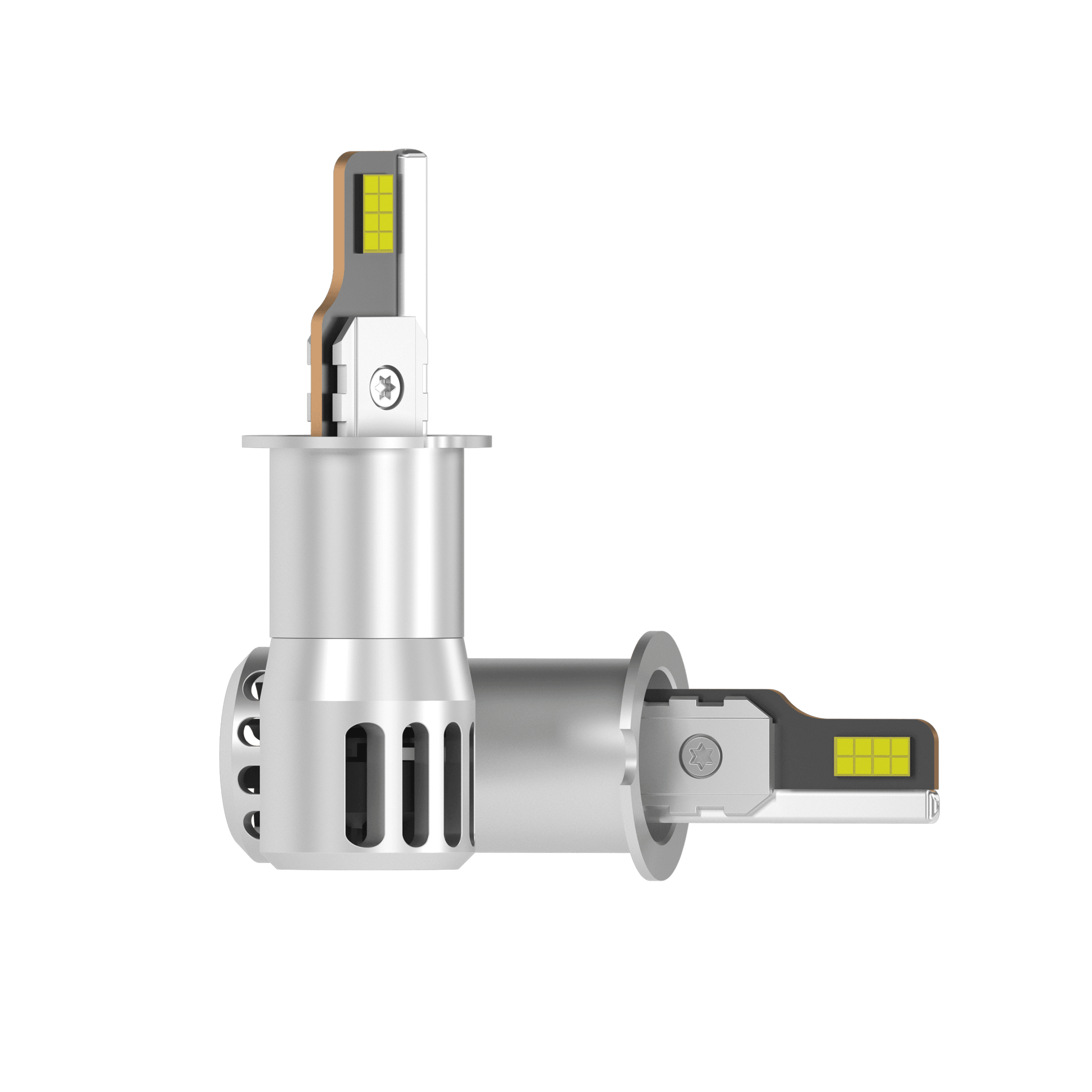 SP Air Series 60W H3 7000LM 6000K LED Headlight Bulbs with dual-sided LED chips and aluminum heat sink. Ideal for high-performance automotive lighting upgrades.