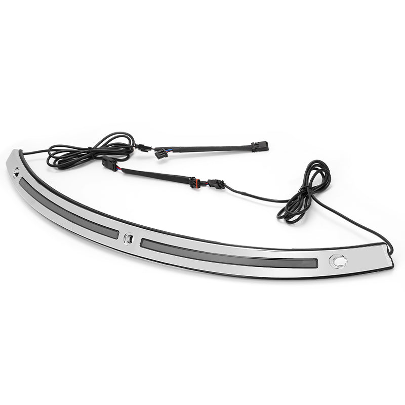 Front view of Harley-Davidson LED Windshield Trim Lights for Street Glide, Electra Glide, Tri Glide
