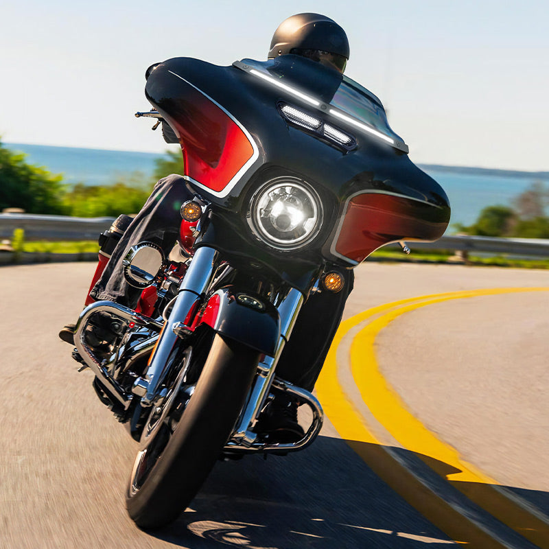 Harley-Davidson Street Glide with installed LED Windshield Trim Lights