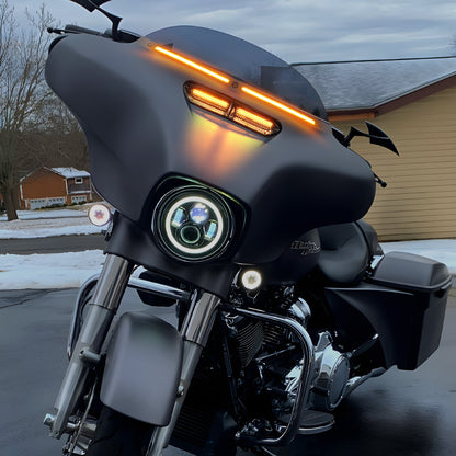 LED Windshield Trim Lights hazard function for Harley Touring motorcycles
