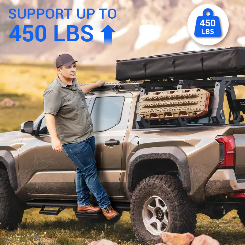 450 lbs load capacity Toyota Tacoma running boards heavy duty steel side steps strong support