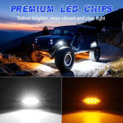 Best rock lights with premium LED chips 6W output 110° wide beam bright and uniform illumination for off-road vehicles