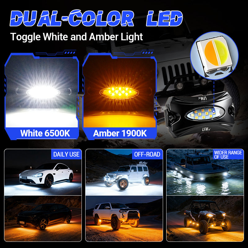 Best rock lights with premium LED chips 6W output 110° wide beam bright and uniform illumination for off-road vehicles