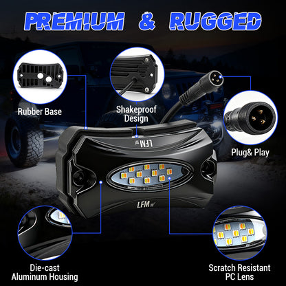 Best rock lights with premium LED chips 6W output 110° wide beam bright and uniform illumination for off-road vehicles