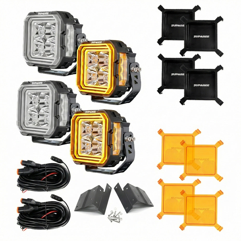 5 Inch LED Pod Lights White + Amber Dual-Mode for Jeep Wrangler JL/ Gladiator JT